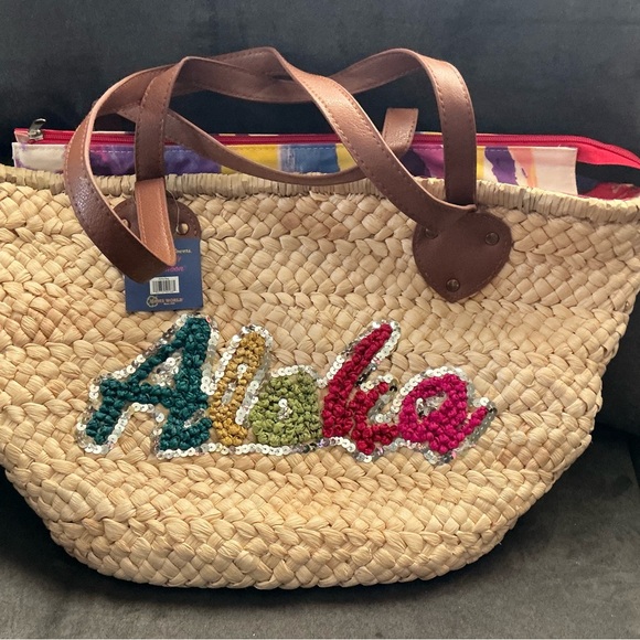 🆕️HULA MOON STRAW TOTE BAG BY JAMS WORLD - Picture 2 of 11